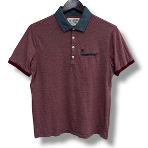 Penguin‎ By MunsingwearMen's Striped Polo Shirt Red Gray Size Medium 20 x 27